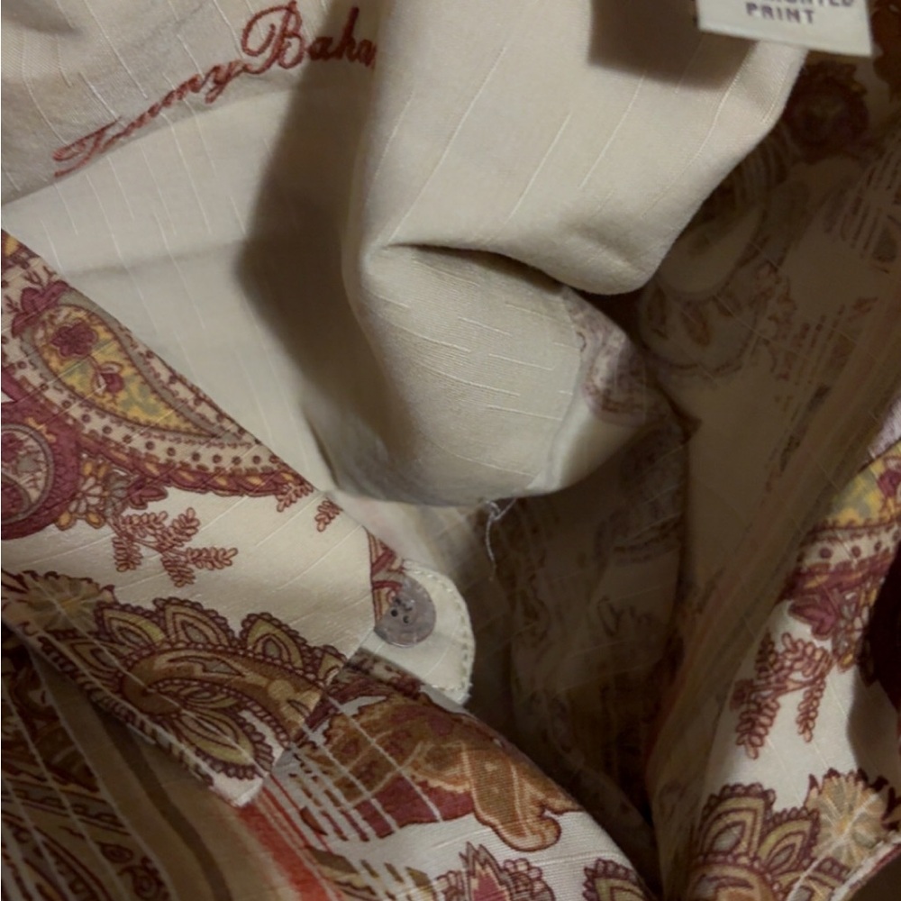 Tommy Bahama Cream and Brown Paisley Shirt